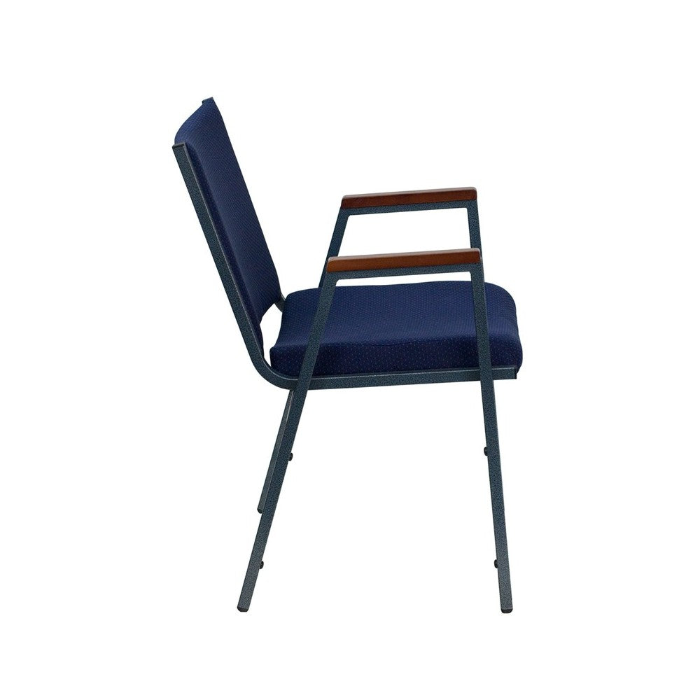 Heavy Duty Navy Blue Dot Fabric Stack Chair with Arms