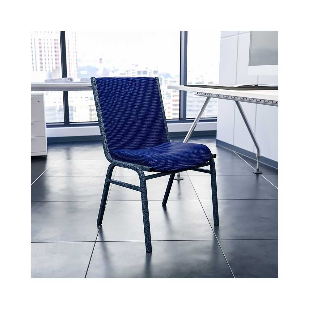 Heavy Duty Navy Blue Dot Fabric Stack Chair