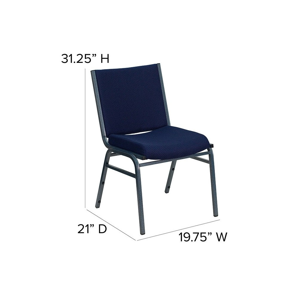 Heavy Duty Navy Blue Dot Fabric Stack Chair