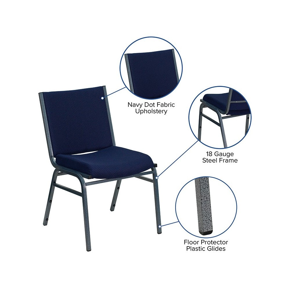 Heavy Duty Navy Blue Dot Fabric Stack Chair