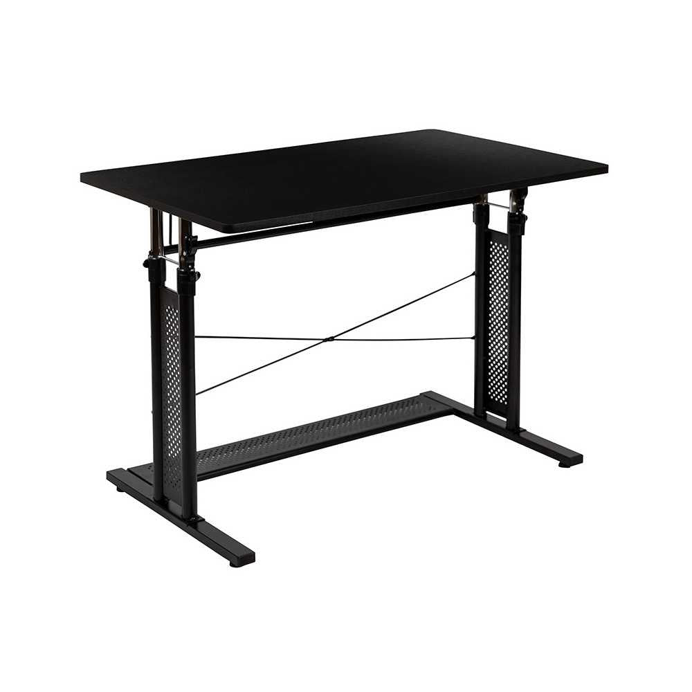 Height Adjustable (27.25-35.75"H) Sit to Stand Home Office Desk - Black