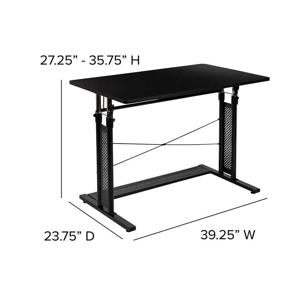 Height Adjustable (27.25-35.75"H) Sit to Stand Home Office Desk - Black