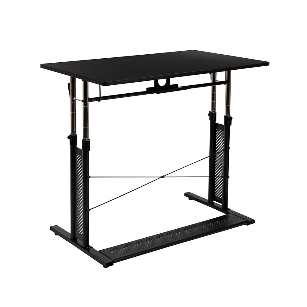 Height Adjustable (27.25-35.75"H) Sit to Stand Home Office Desk - Black