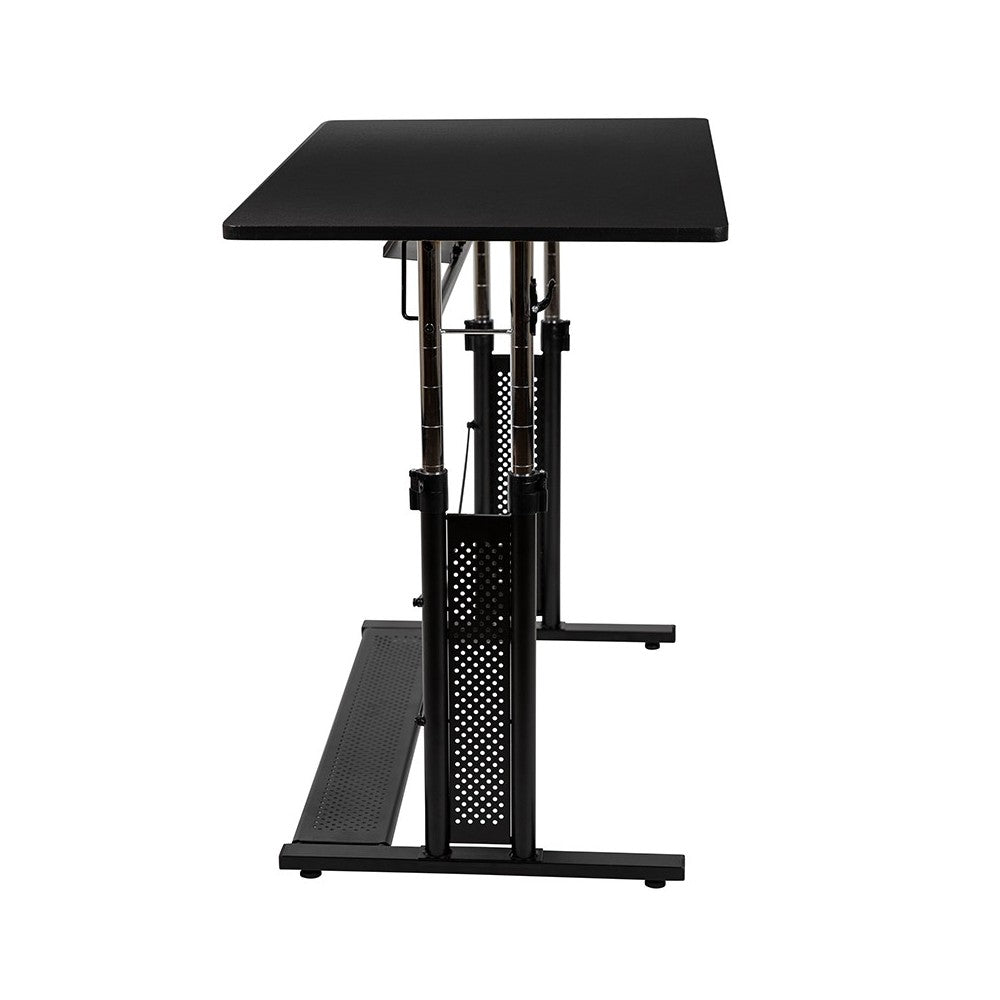 Height Adjustable (27.25-35.75"H) Sit to Stand Home Office Desk - Black