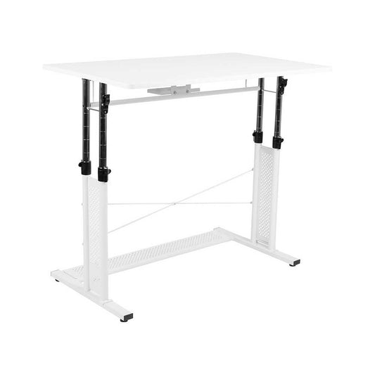 Height Adjustable (27.25-35.75"H) Sit to Stand Home Office Desk - White