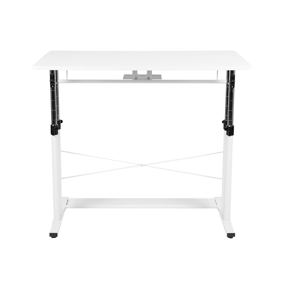 Height Adjustable (27.25-35.75"H) Sit to Stand Home Office Desk - White