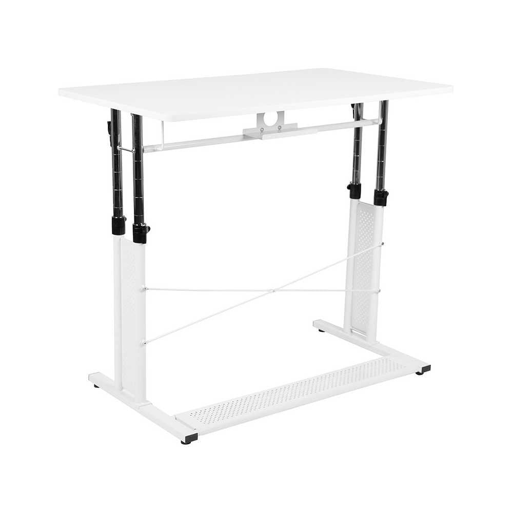 Height Adjustable (27.25-35.75"H) Sit to Stand Home Office Desk - White