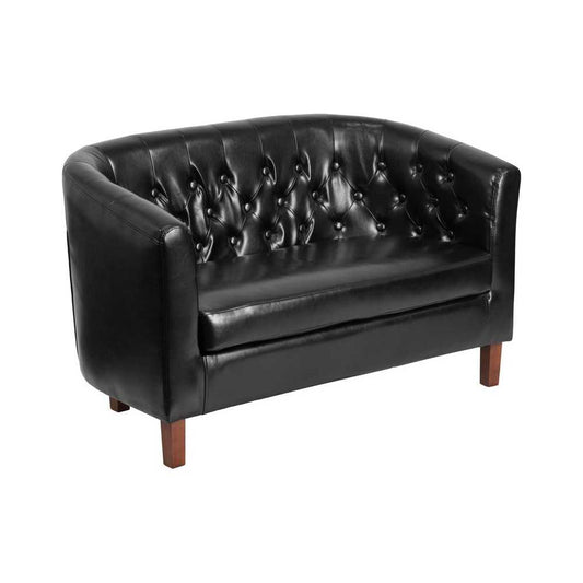 HERCULES Colindale Series Black LeatherSoft Tufted Loveseat