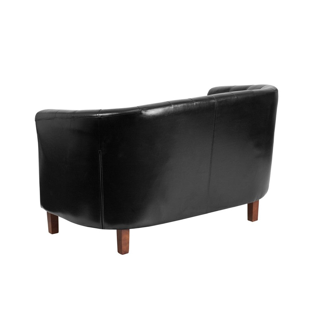 HERCULES Colindale Series Black LeatherSoft Tufted Loveseat
