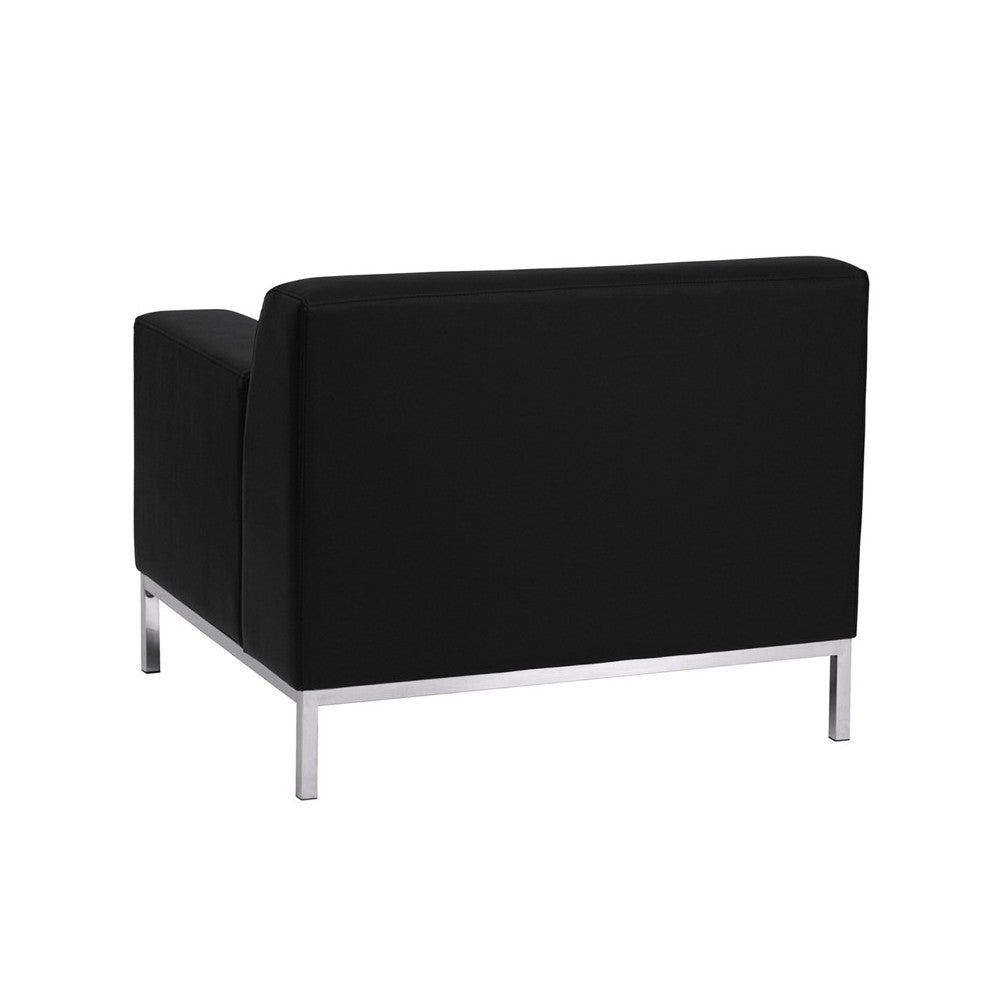 HERCULES Definity Series Contemporary Black LeatherSoft Chair with Stainless Steel Frame