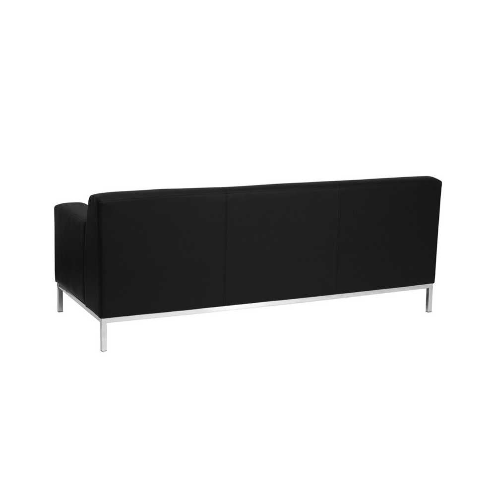 HERCULES Definity Series Contemporary Black LeatherSoft Sofa with Stainless Steel Frame
