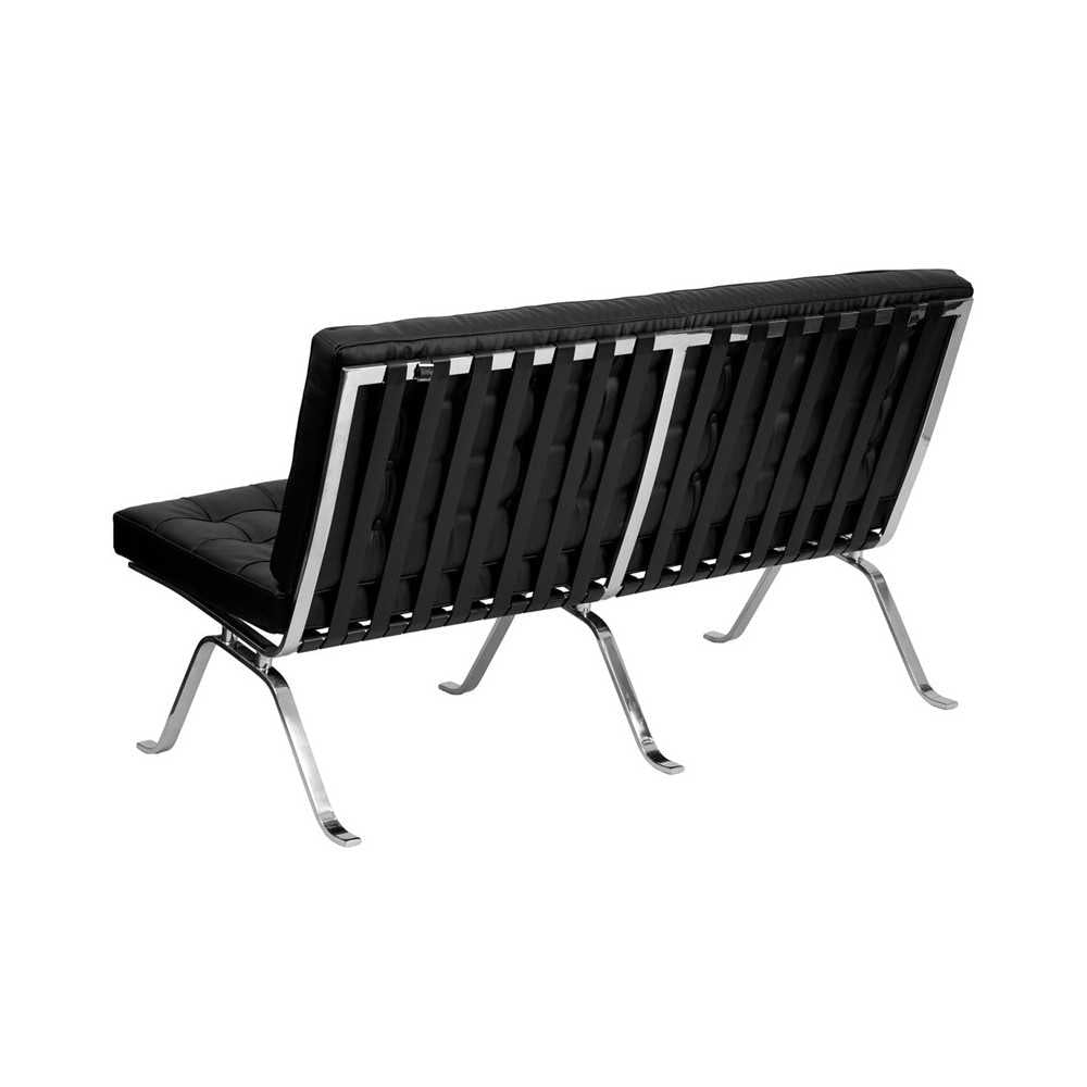 HERCULES Flash Series Black LeatherSoft Loveseat with Curved Legs