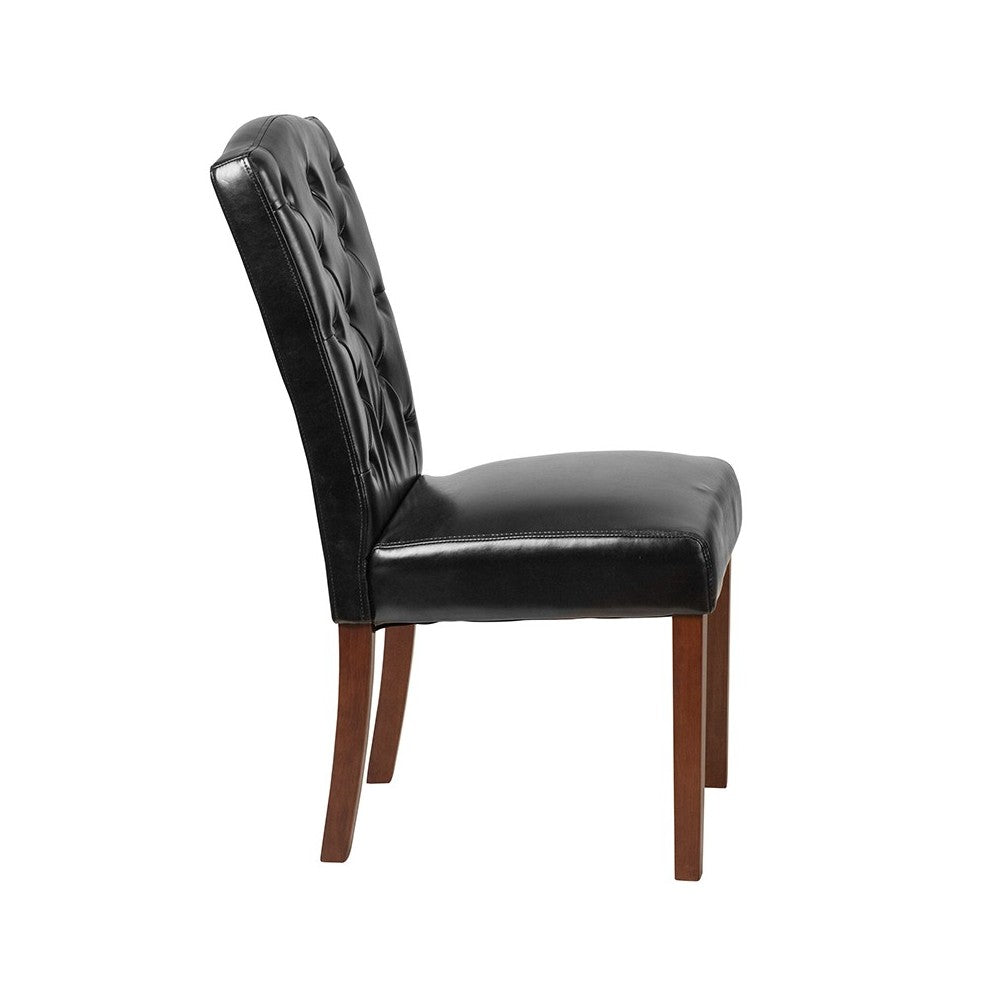 HERCULES Grove Park Series Black LeatherSoft Tufted Parsons Chair