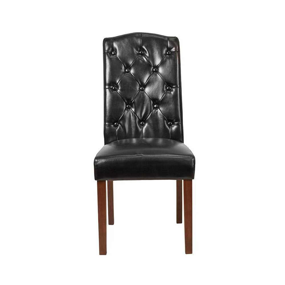 HERCULES Grove Park Series Black LeatherSoft Tufted Parsons Chair