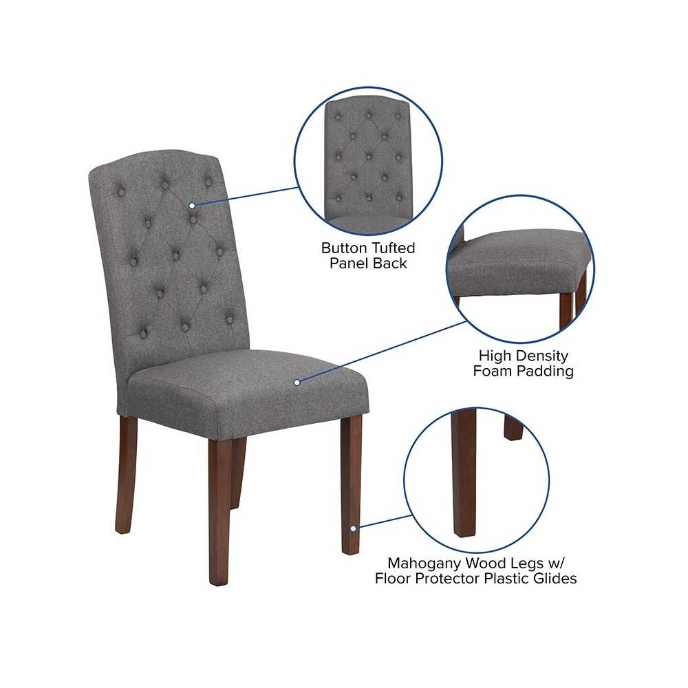 HERCULES Grove Park Series Gray Fabric Tufted Parsons Chair