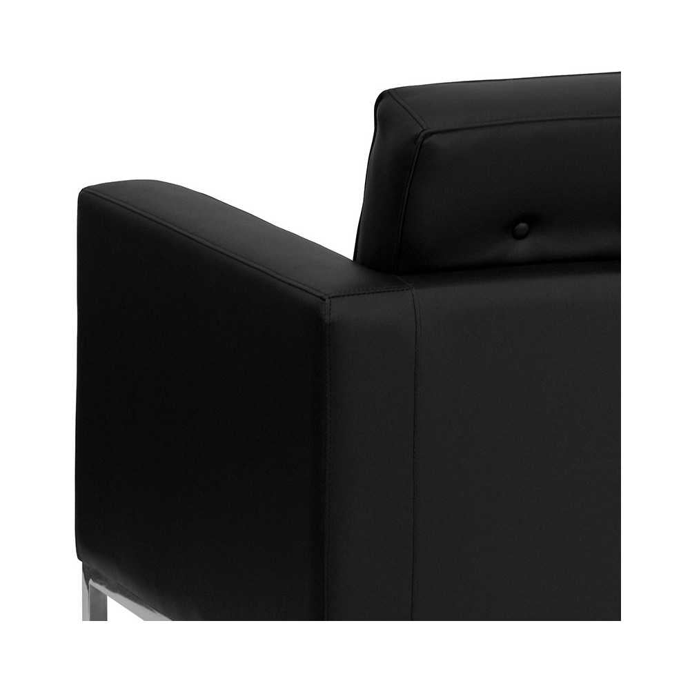 HERCULES Lacey Series Contemporary Black LeatherSoft Chair with Stainless Steel Frame