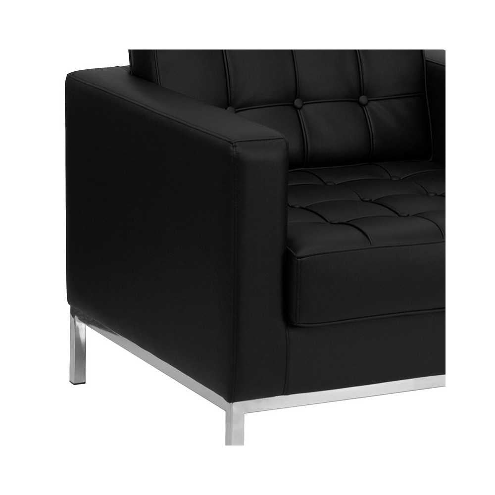 HERCULES Lacey Series Contemporary Black LeatherSoft Chair with Stainless Steel Frame