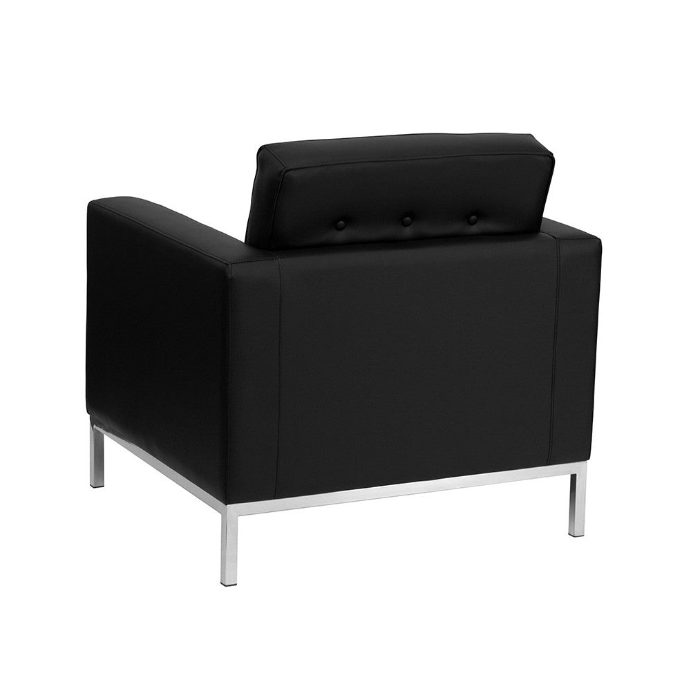 HERCULES Lacey Series Contemporary Black LeatherSoft Chair with Stainless Steel Frame