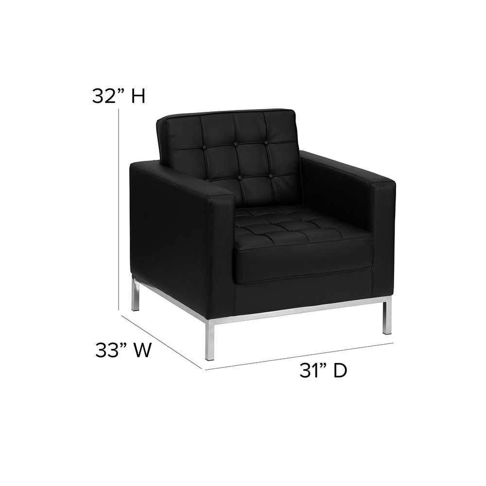 HERCULES Lacey Series Contemporary Black LeatherSoft Chair with Stainless Steel Frame
