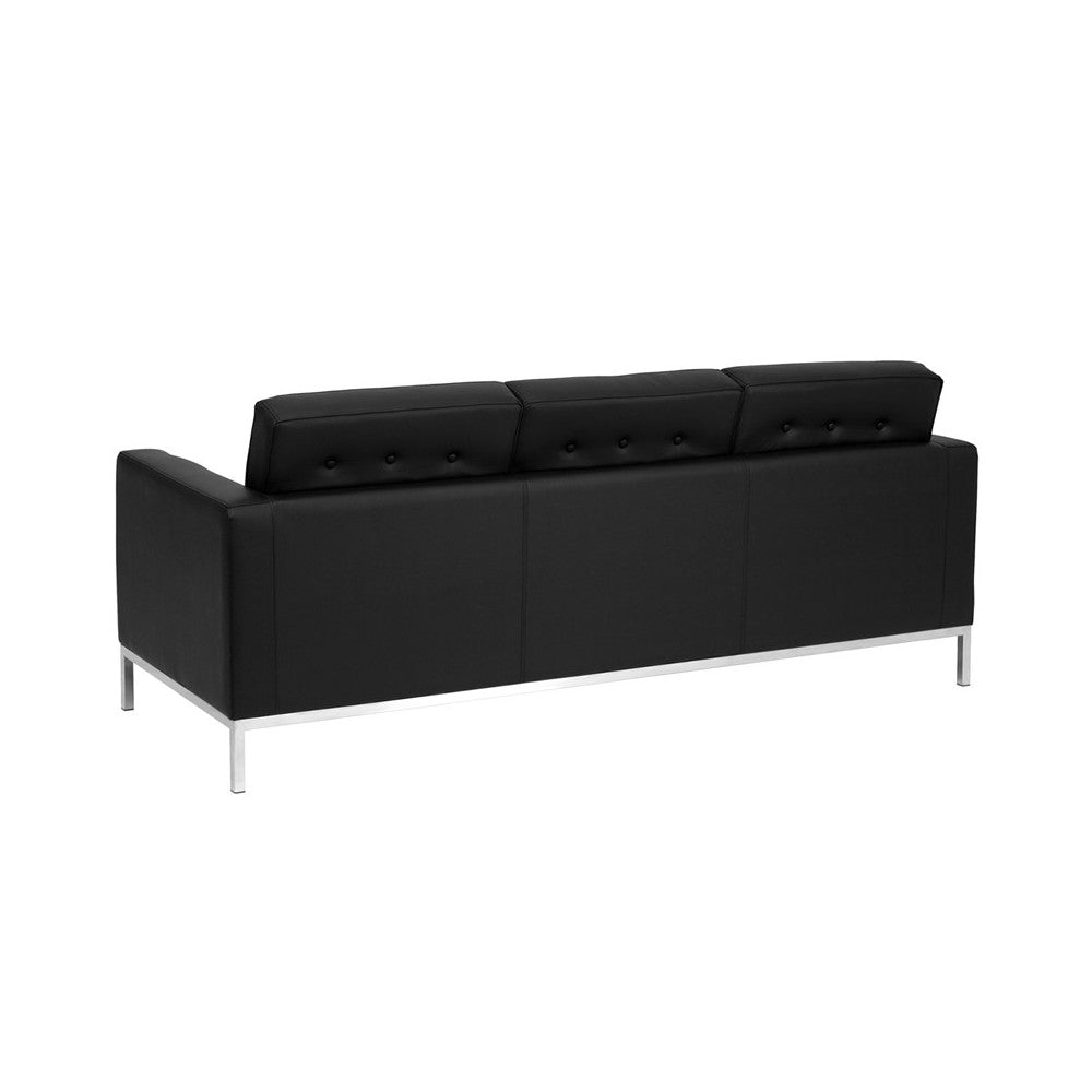 HERCULES Lacey Series Contemporary Black LeatherSoft Sofa with Stainless Steel Frame