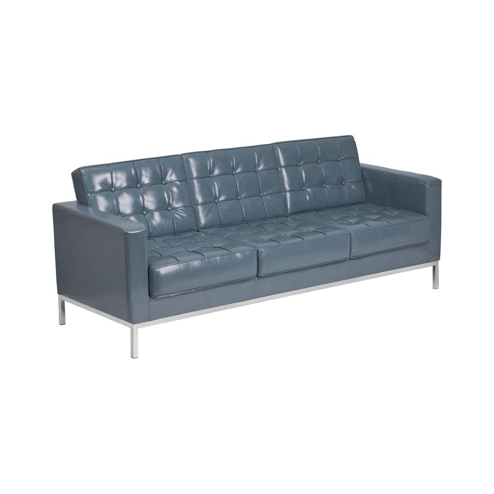HERCULES Lacey Series Contemporary Gray LeatherSoft Sofa with Stainless Steel Frame