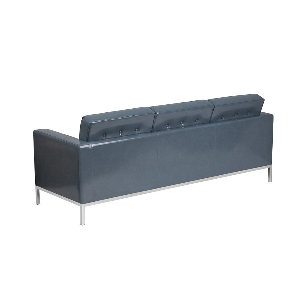 HERCULES Lacey Series Contemporary Gray LeatherSoft Sofa with Stainless Steel Frame