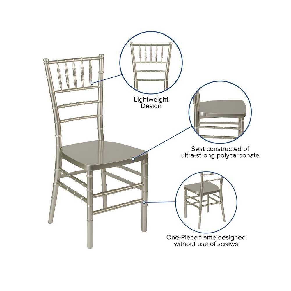 HERCULES PREMIUM Series Champagne Resin Stacking Chiavari Chair