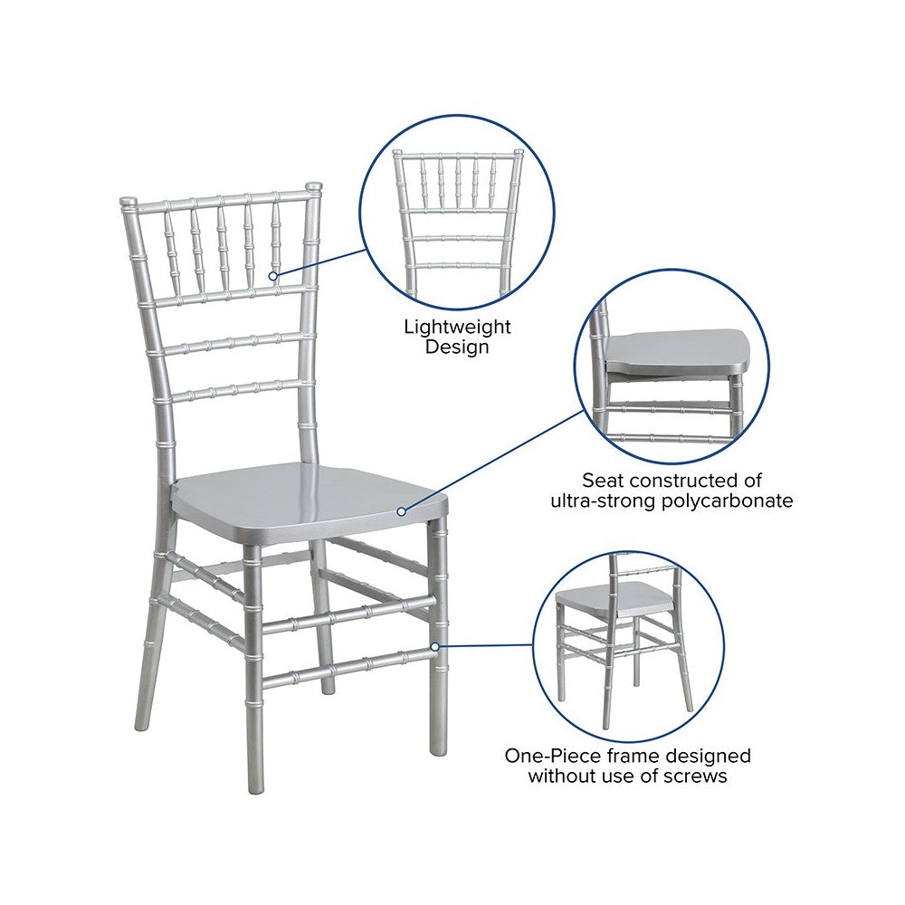 HERCULES PREMIUM Series Silver Resin Stacking Chiavari Chair
