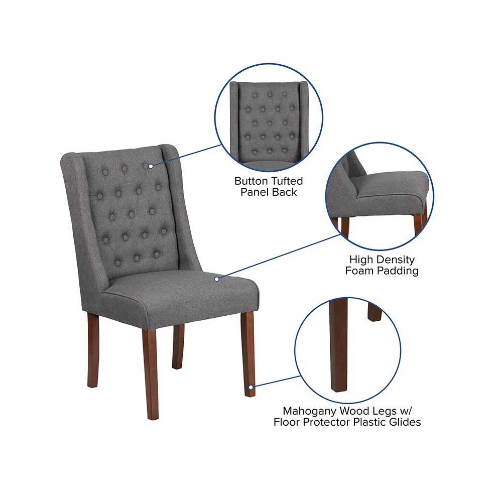 HERCULES Preston Series Gray Fabric Tufted Parsons Chair