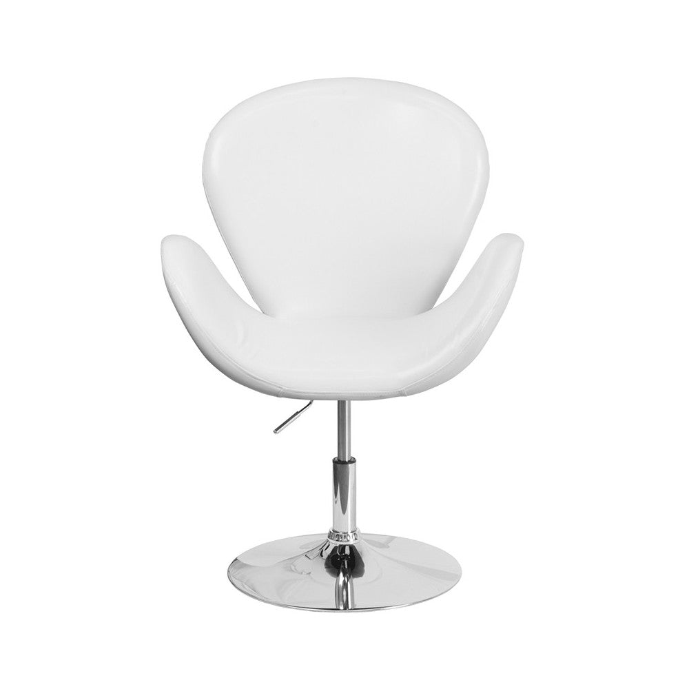 HERCULES Trestron Series White LeatherSoft Side Reception Chair with Adjustable Height Seat
