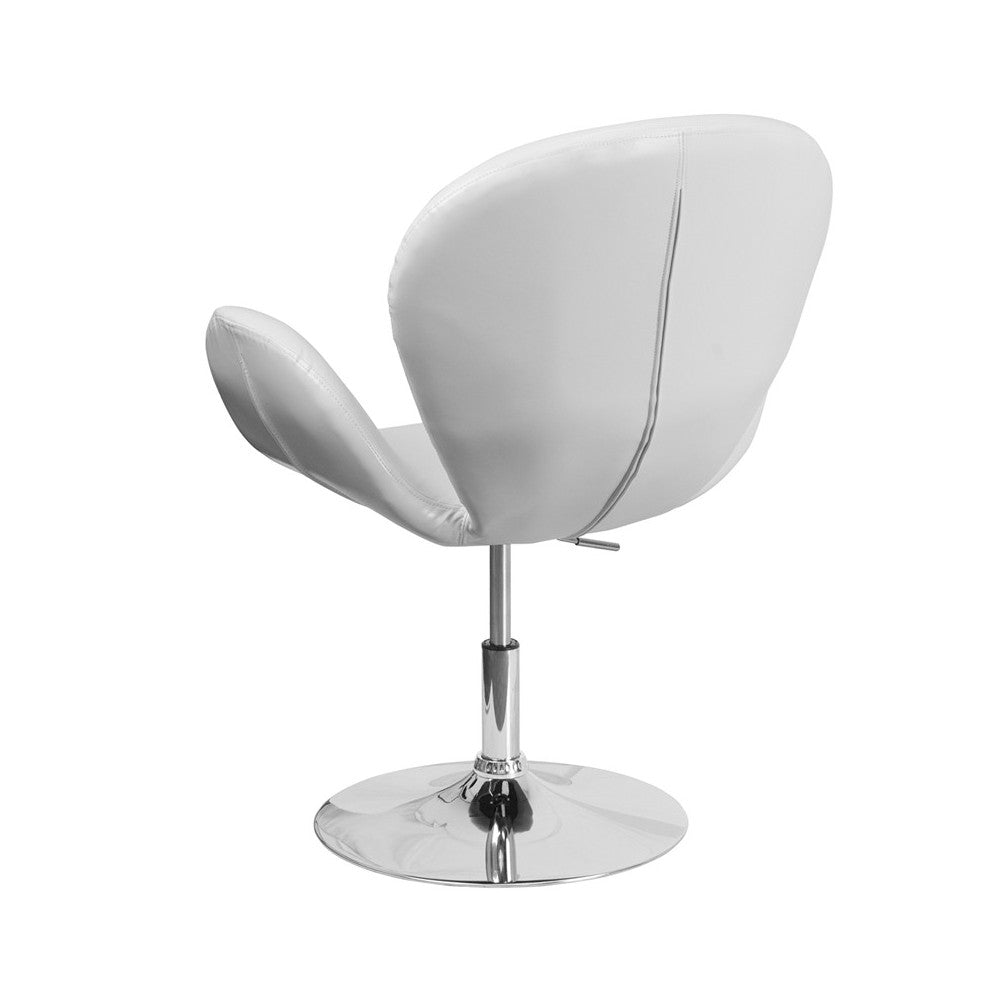HERCULES Trestron Series White LeatherSoft Side Reception Chair with Adjustable Height Seat