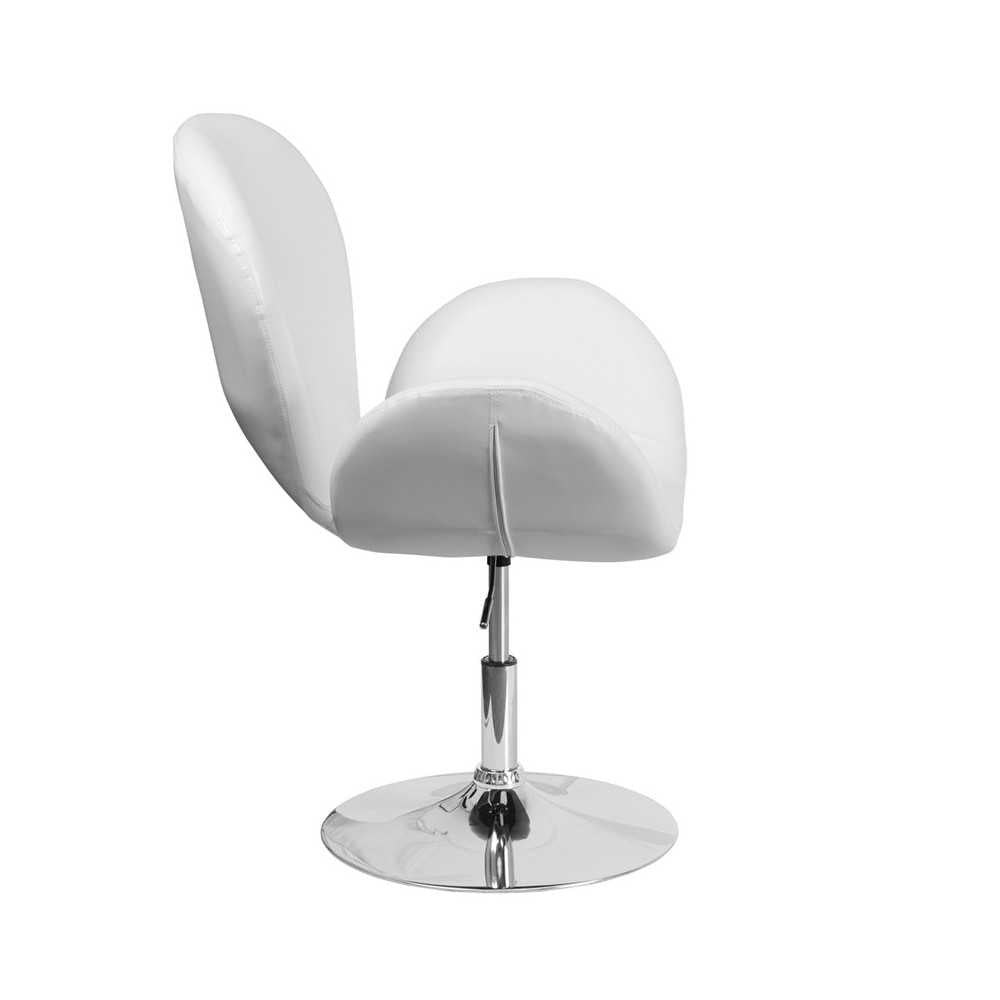 HERCULES Trestron Series White LeatherSoft Side Reception Chair with Adjustable Height Seat