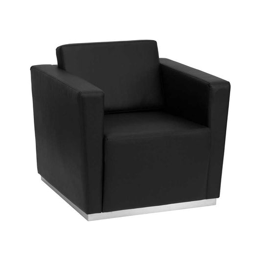 HERCULES Trinity Series Contemporary Black LeatherSoft Chair with Stainless Steel Base
