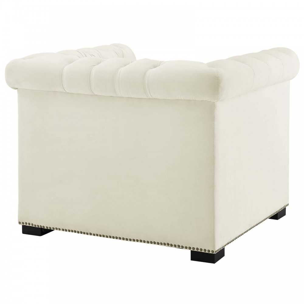 Heritage Performance Velvet Armchair, Ivory