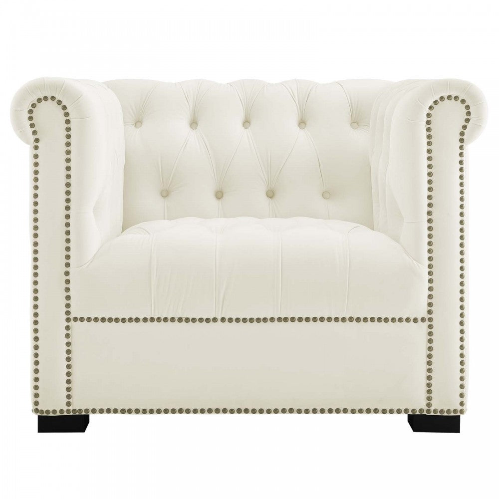Heritage Performance Velvet Armchair, Ivory