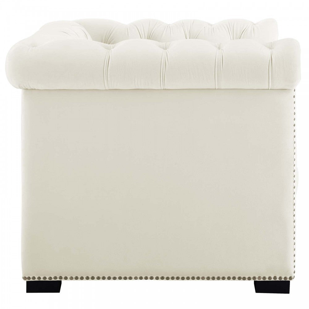 Heritage Performance Velvet Armchair, Ivory