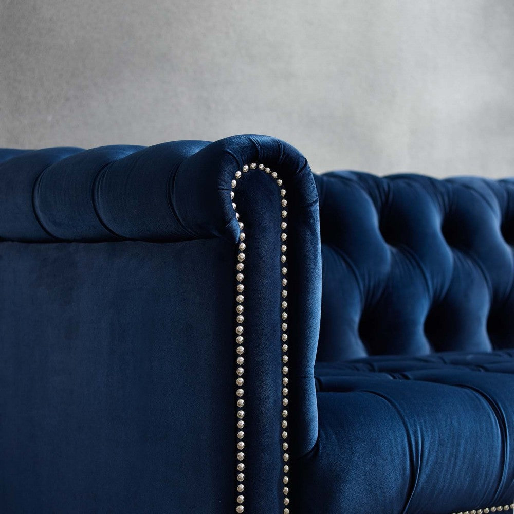Heritage Performance Velvet Armchair, Midnight Blue