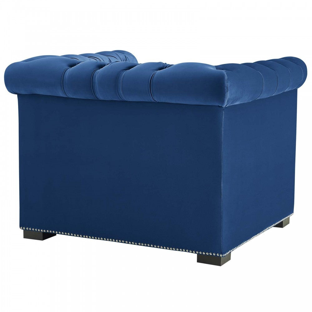 Heritage Performance Velvet Armchair, Midnight Blue