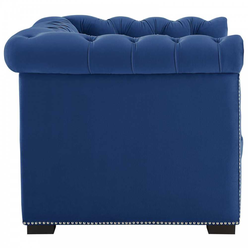 Heritage Performance Velvet Armchair, Midnight Blue