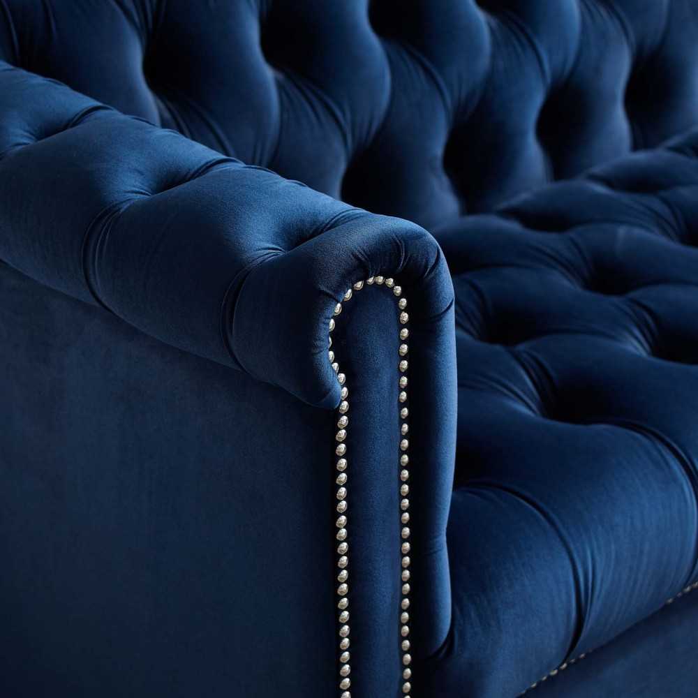 Heritage Performance Velvet Armchair, Midnight Blue