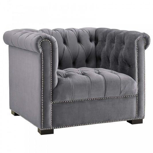 Heritage Performance Velvet Armchair, Gray