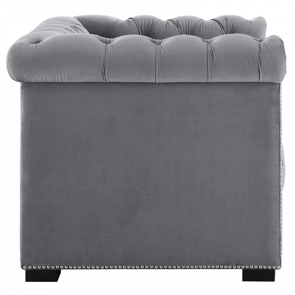 Heritage Performance Velvet Armchair, Gray