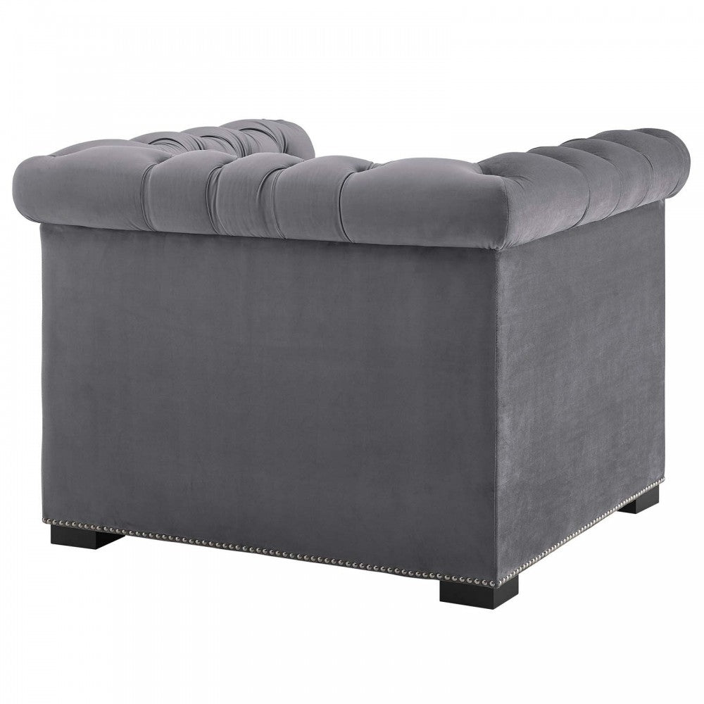 Heritage Performance Velvet Armchair, Gray