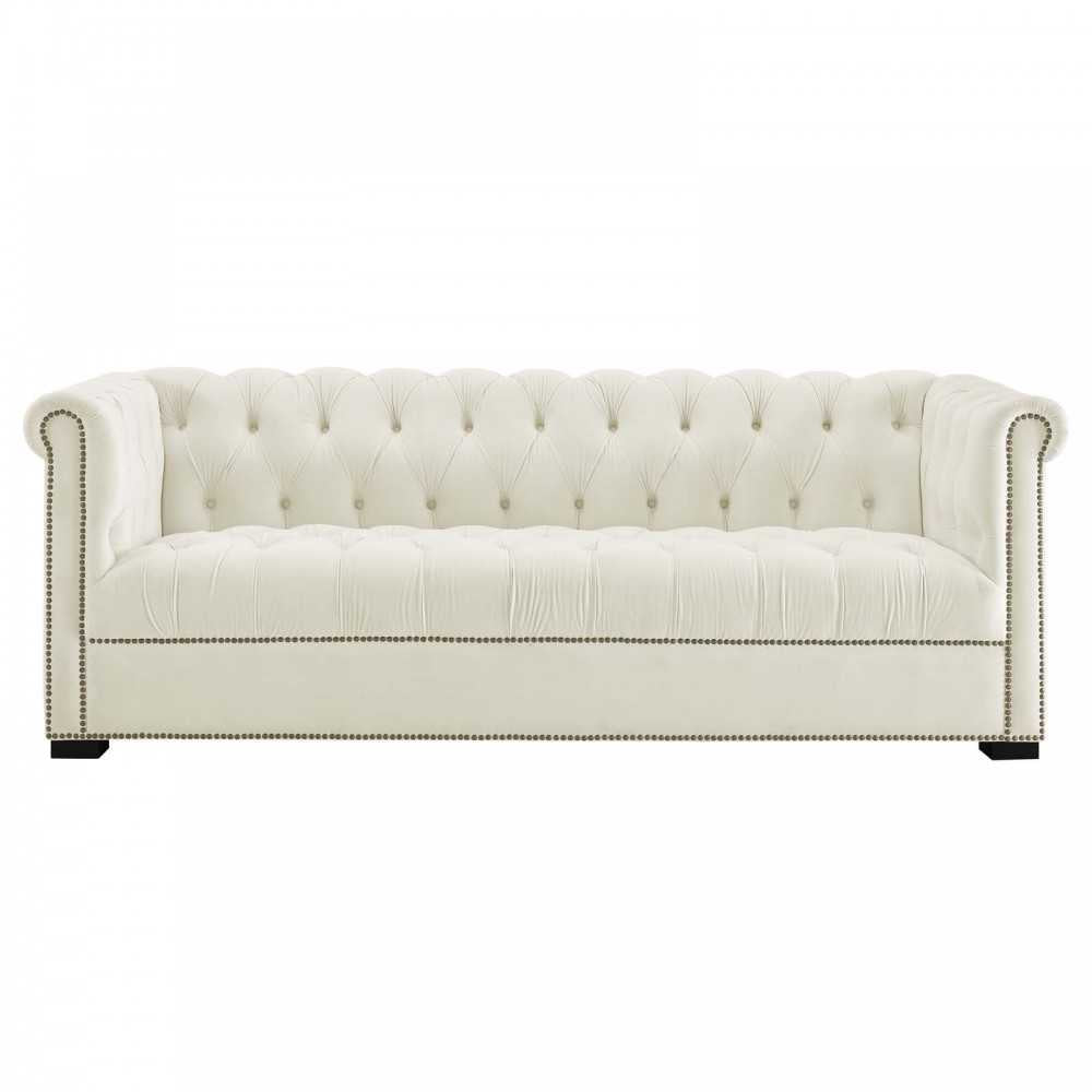 Heritage Performance Velvet Sofa, Ivory