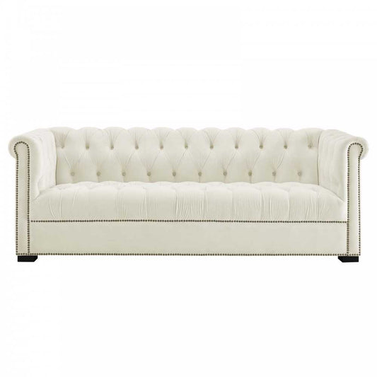 Heritage Performance Velvet Sofa, Ivory