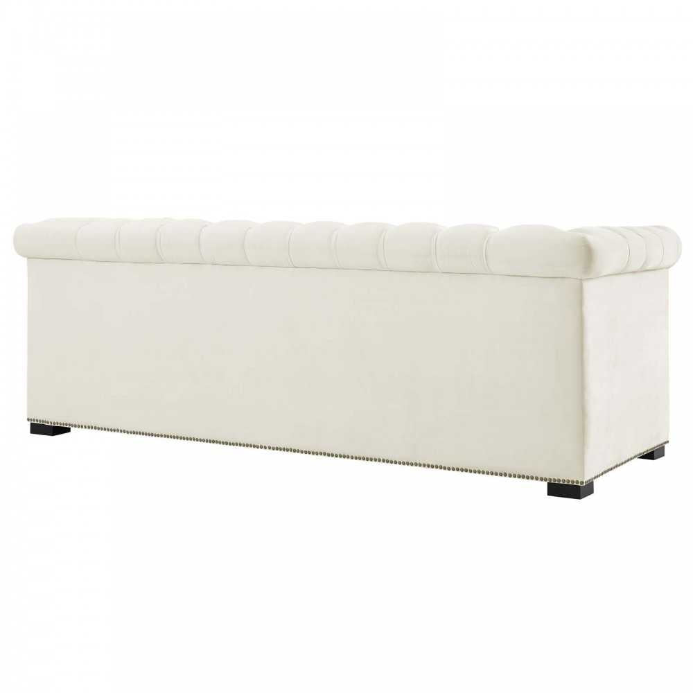 Heritage Performance Velvet Sofa, Ivory