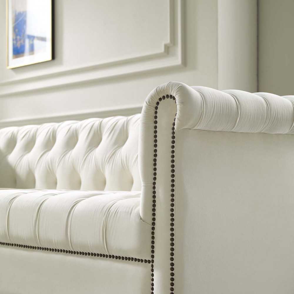Heritage Performance Velvet Sofa, Ivory