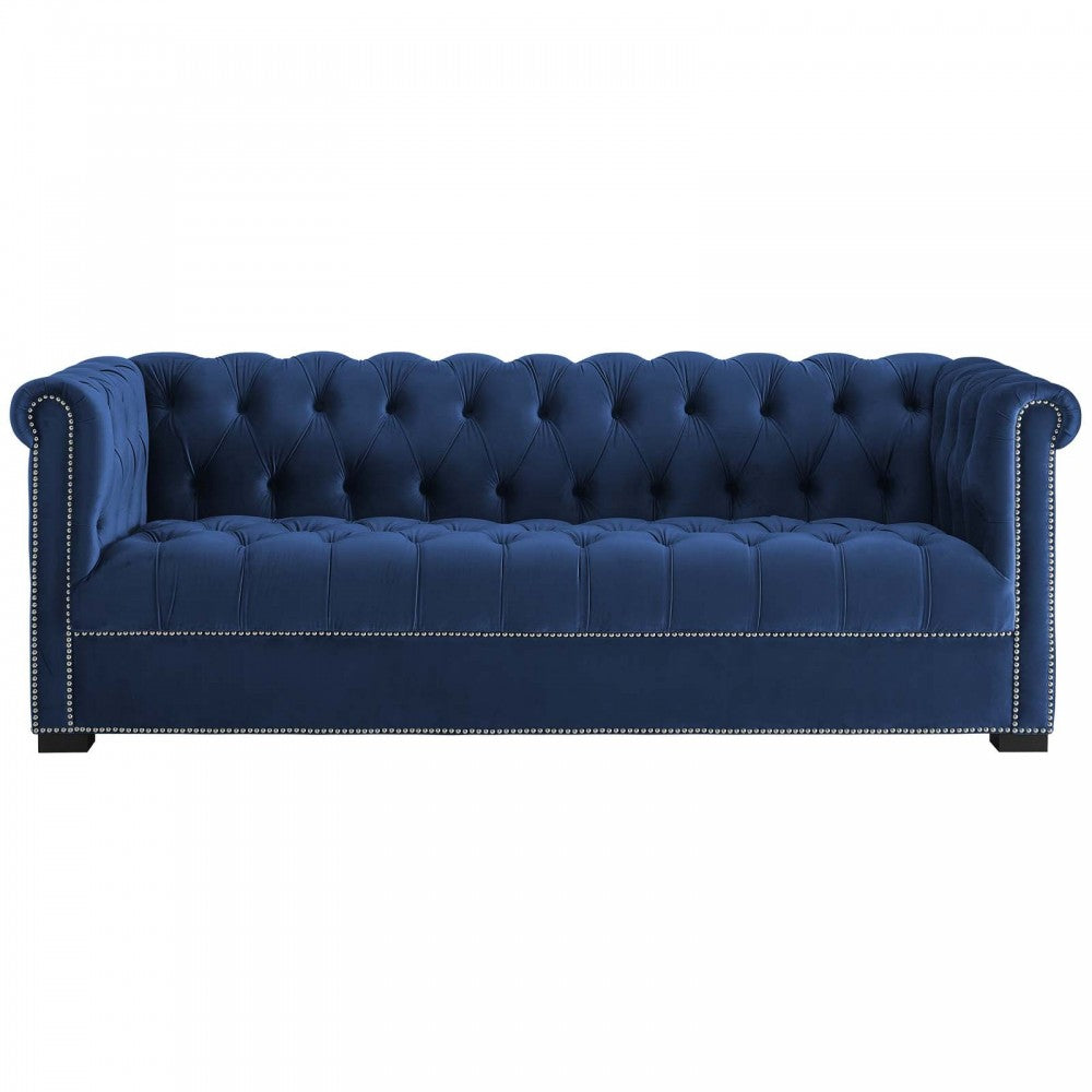 Heritage Performance Velvet Sofa, Midnight Blue