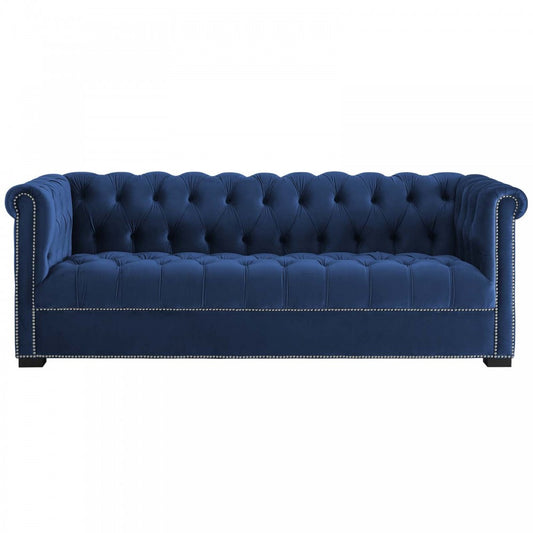 Heritage Performance Velvet Sofa, Midnight Blue