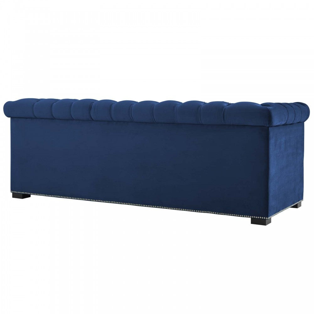 Heritage Performance Velvet Sofa, Midnight Blue